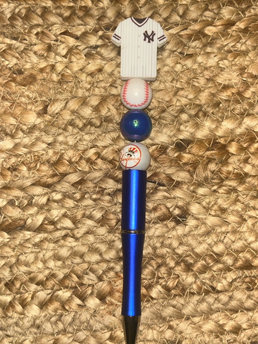 NY Yankees Baseball-Themed beadable handmade pen